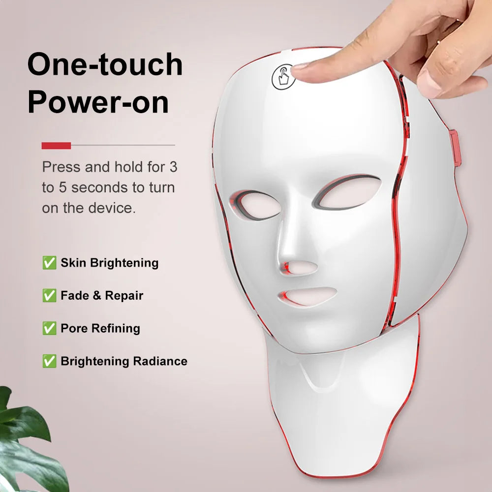 7-Color LED Facial Mask Anti Aging Tightening Red Light Facial Rejuvenation LED Beauty Mask Skin Tighten Skin Care Tool