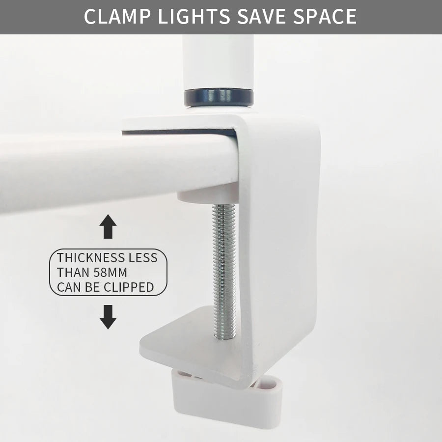 Half Moon Light 16in Lash Light  with Phone Holder LED Desk Lamp with Clamp Dimmable 3 Light Modes Lash Tech Light for Nail