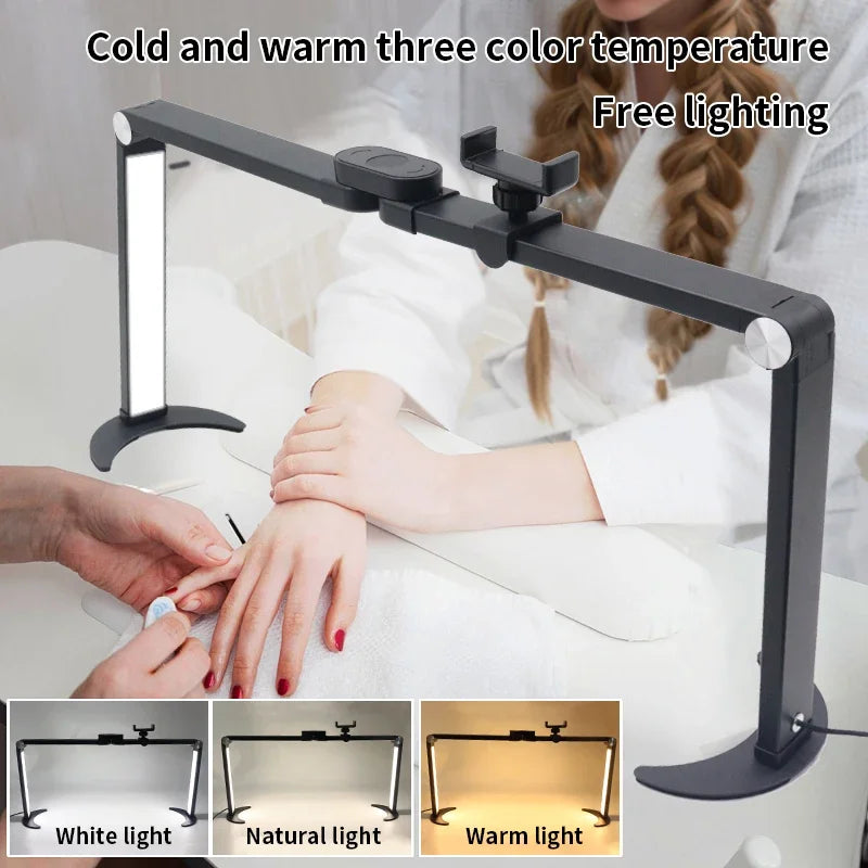 Half Moon Light  Video LED For Nail Eyelash Extension Foldable Reading Beauty Desk Lamp Tattoo Manicure For Nail With phone clip