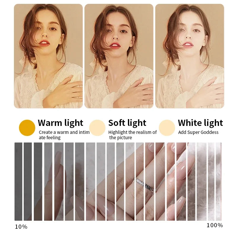 Half Moon Light  Video LED For Nail Eyelash Extension Foldable Reading Beauty Desk Lamp Tattoo Manicure For Nail With phone clip
