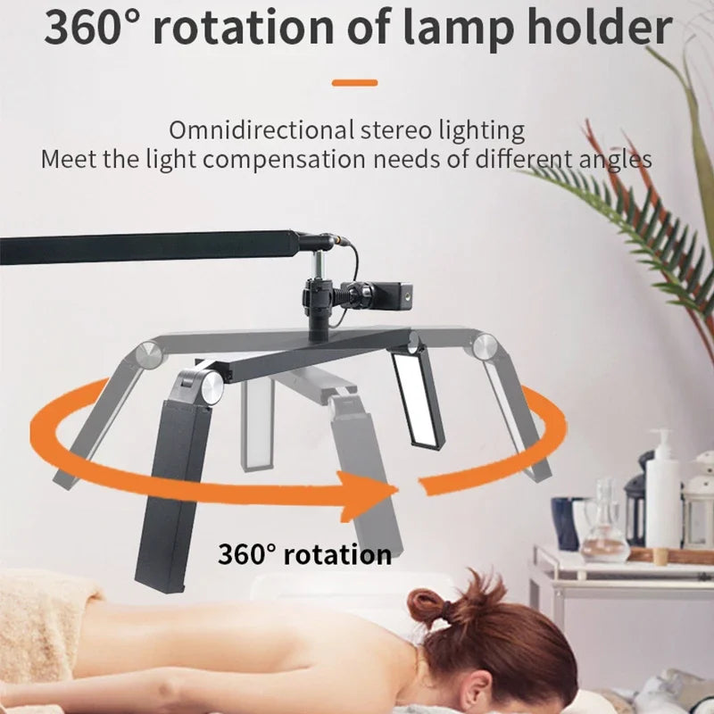 Half Moon LED Lights Lamp Lash Temperature 3200K-5600K Floor LED Ring Lamp for Beauty Facials Skincare Tattoo Eyebrows Filming