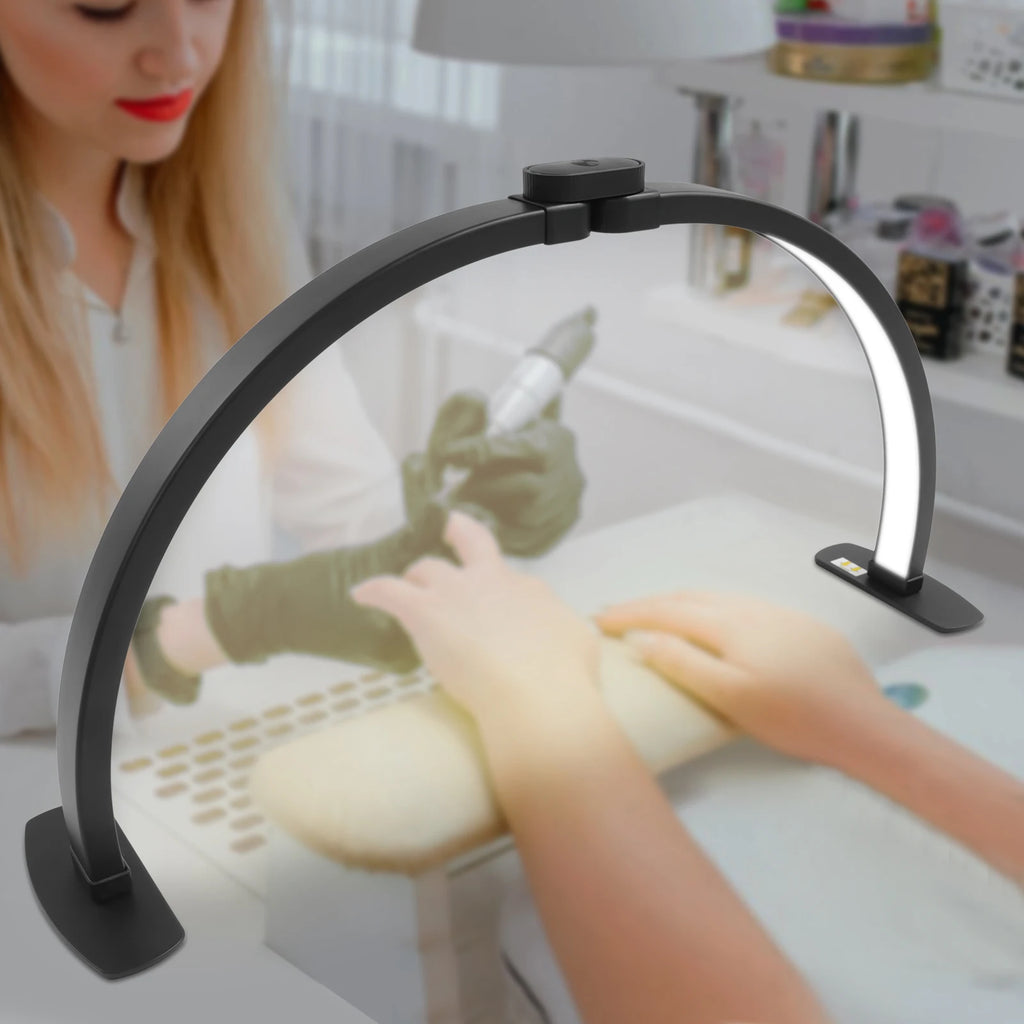 38W Half-moon Shaped Fill LED Light Nail Salon Makeup Live Streaming Lights Adjustable Color Temperature