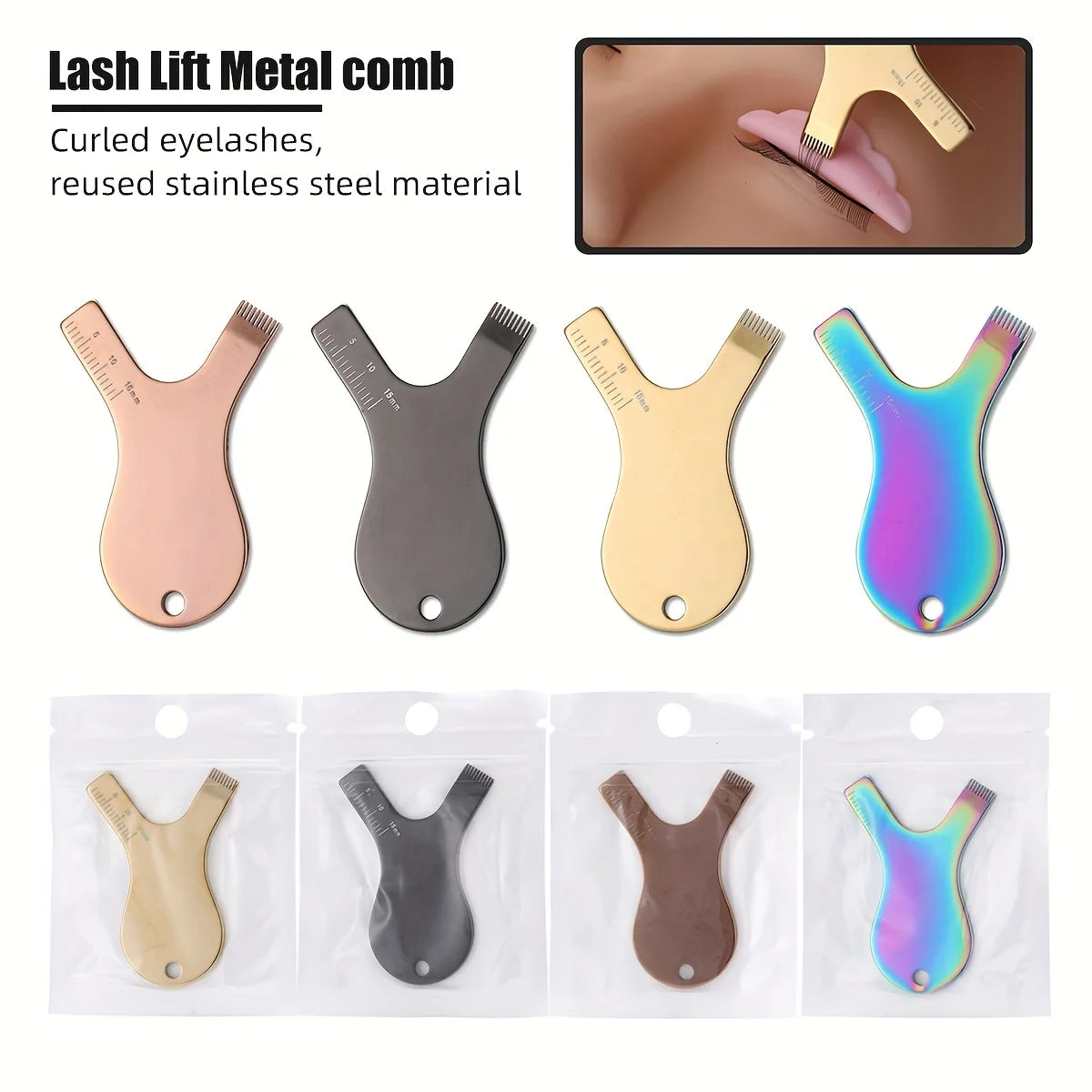 Lash Lift Brush Eyelashlift Perm Tool Reuseable Stainless Steel Eyelash Brush Clean Comb Y Shape Grafted Eyelashes Brushes