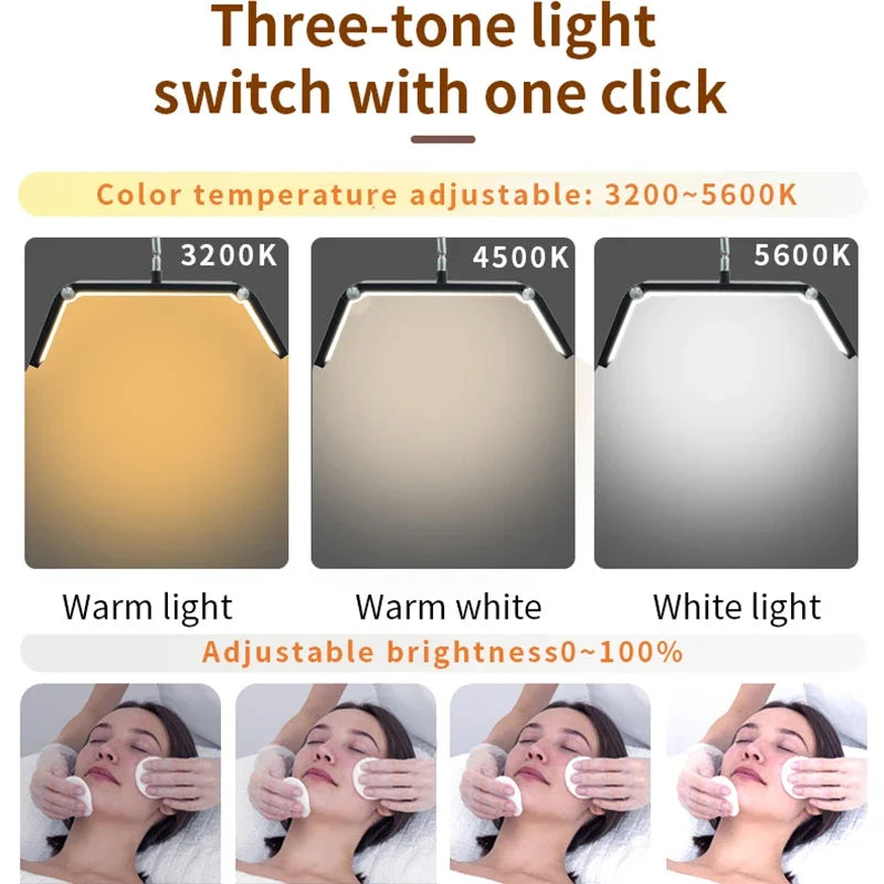 Half Moon LED Lights Lamp Lash Temperature 3200K-5600K Floor LED Ring Lamp for Beauty Facials Skincare Tattoo Eyebrows Filming