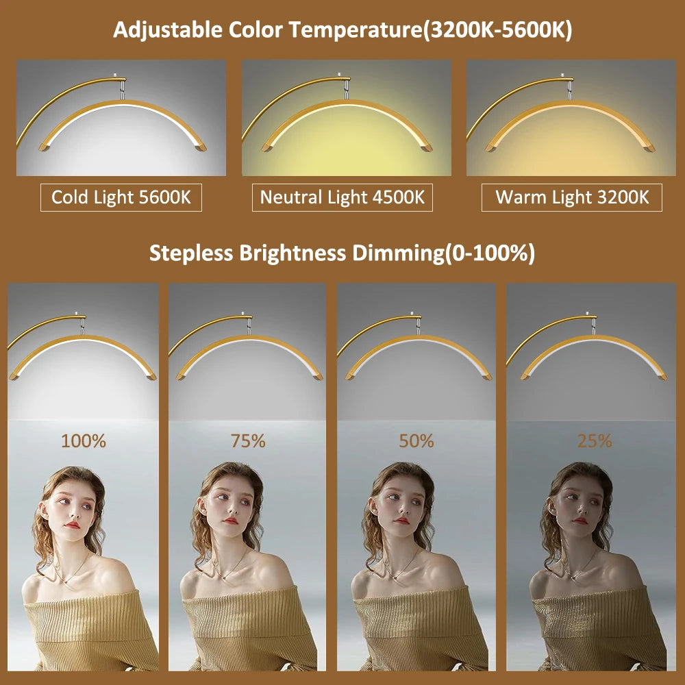 23INCH LED Half Moon Light Half Moon Adjustable Cold & Warm Lighting with Phone Holder