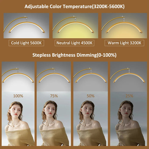 23INCH LED Half Moon Light Half Moon Adjustable Cold & Warm Lighting with Phone Holder