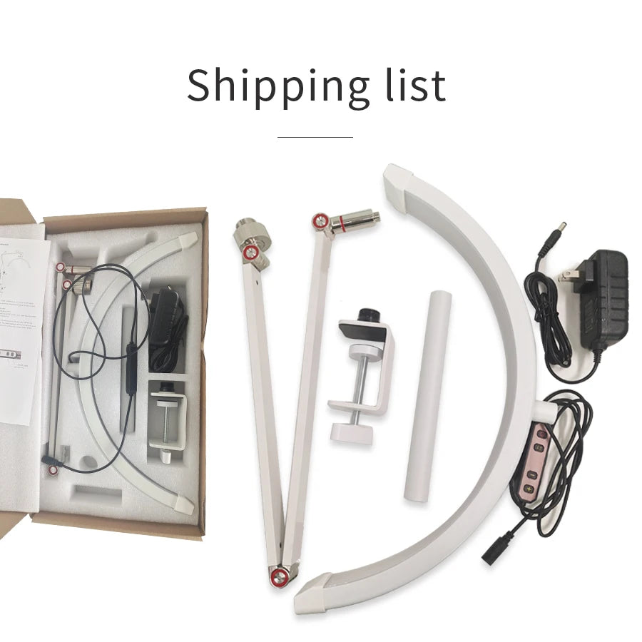 Half Moon Light 16in Lash Light  with Phone Holder LED Desk Lamp with Clamp Dimmable 3 Light Modes Lash Tech Light for Nail
